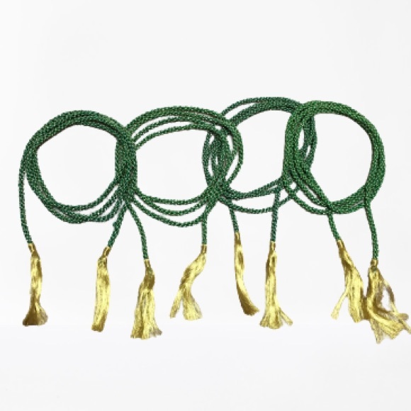 Christmas garland with tassels set of 4 green gold - Picture 1 of 3
